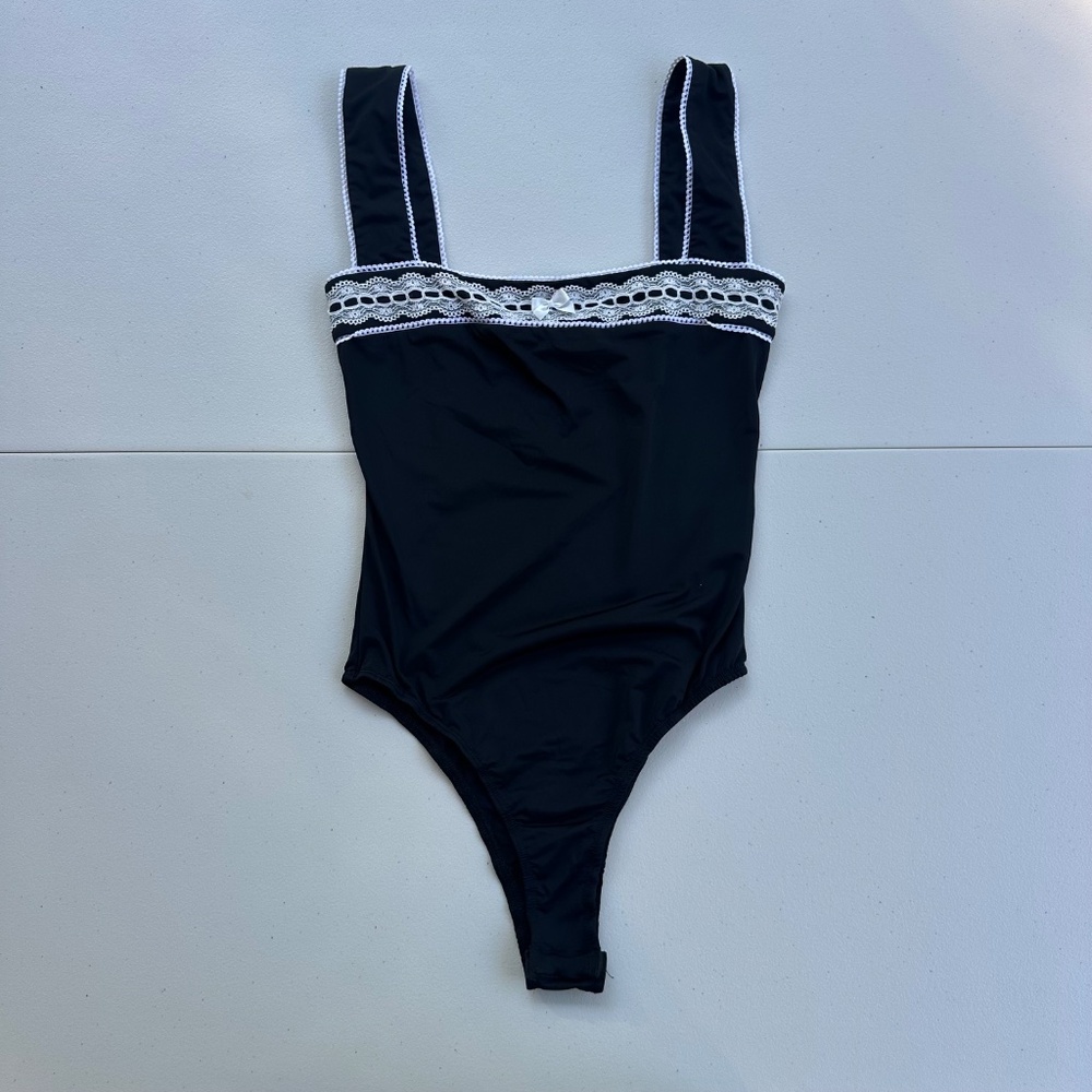 Black and White Lace Swimsuit or Bodysuit